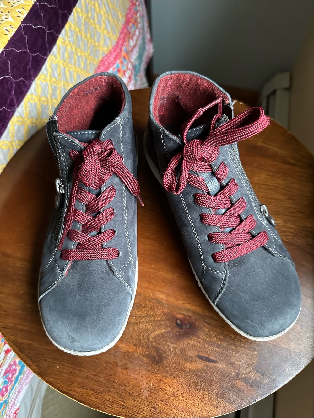Remonte Tex Women 38 US 8 Blue/Gray Leather‎ High Top Sneakers Side Zip  87071